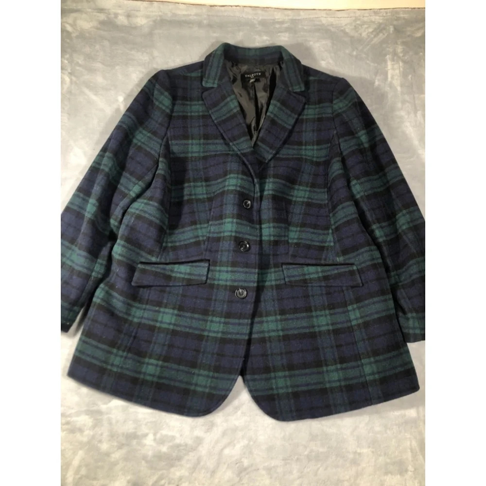 Talbots green blazer for women size 14W Wool